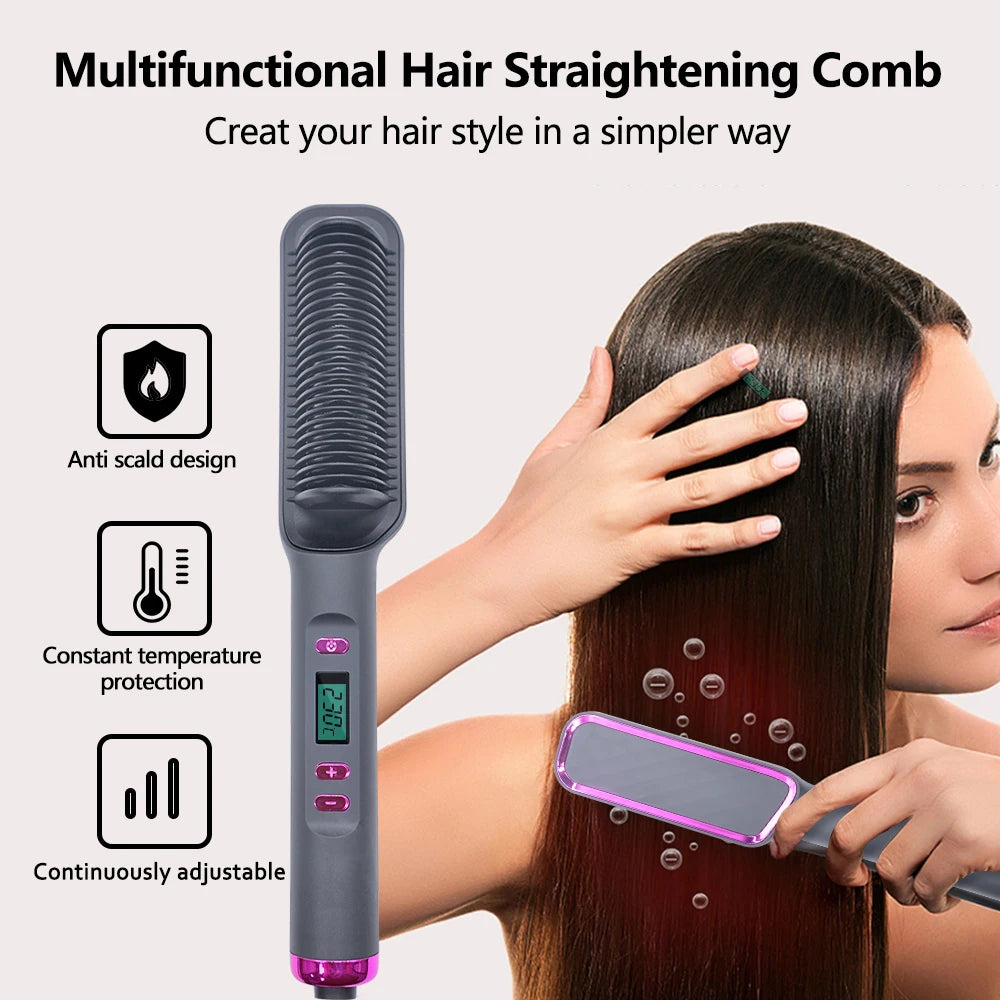 Electric Hot Comb – 2-in-1 Hair Straightener & Styling Brush