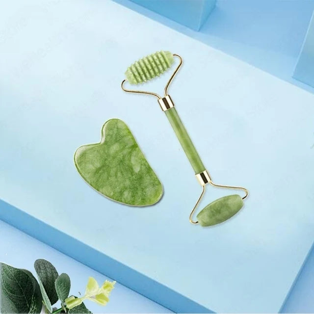 Gua Sha Jade Roller & Scraper Massage Tool for Face & Body